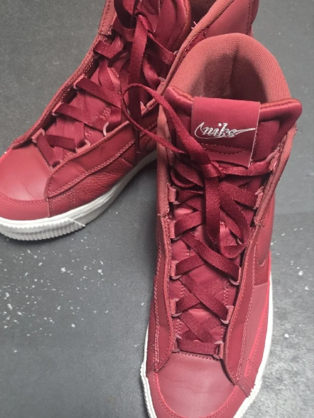 Nike Women's Red High-Top Sneakers with White Sole